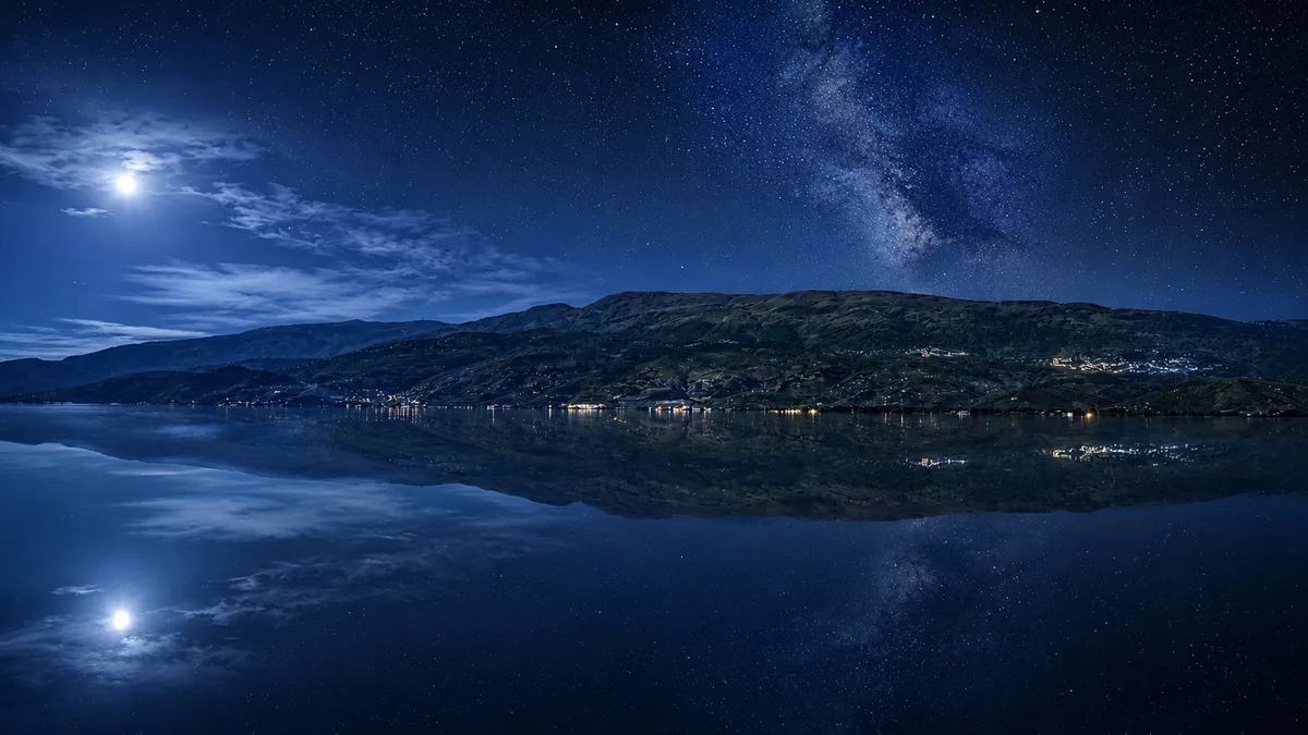 Full moon above the coast
